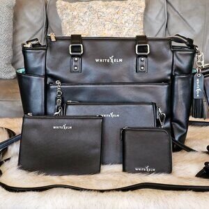 White Elm Gemini Ultimate Bundle in Black with Silver Hardware and Aqua Lining